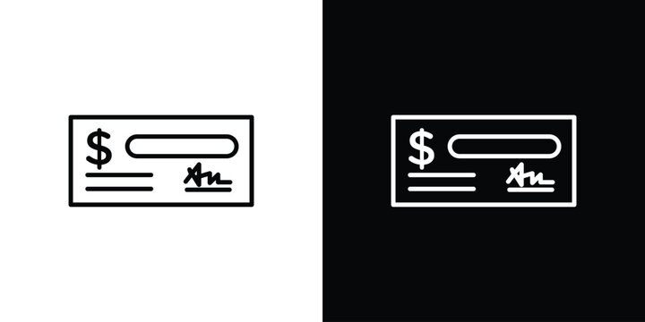 Cheque icon website stock illustration. stroke symbols