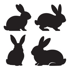 Obraz premium set vector various bunny black silhouuettes