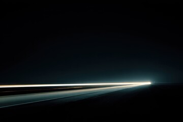 Fototapeta premium Night road, car lights streak across dark highway