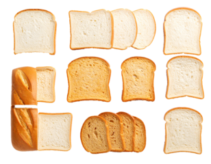Slices of whole wheat Bread isolated on transparent background