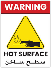 Hot Surface Warning Sign For Industrial and official Purposes - Safety Icon with Hand and Steam - Industrial Safety Sign