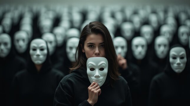 People conceal true emotions with happy masks in artwork about impostor syndrome. Concept Impostor Syndrome, Concealed Emotions, Artwork, Masks in Art, Emotional Deception