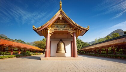 Fototapeta premium buddhist temple with a large bell in asia