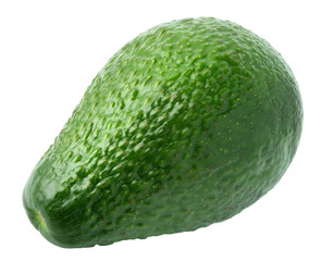 One green avocado isolated on white background