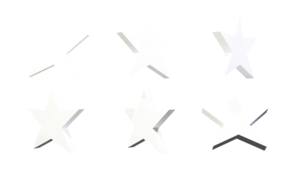 A set of White star on transparent background, clean cut-out design, modern minimalistic style.