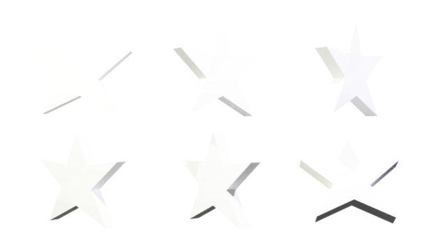 A set of White star on transparent background, clean cut-out design, modern minimalistic style.