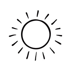 Obraz premium Hand-Drawn Sun Illustration with Radiating Lines on White Background