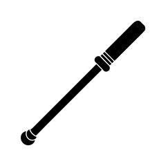 Police baton icon in simple bold style, black silhouette weapon vector illustration 