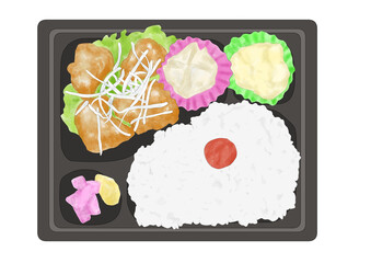 テイクアウトの鶏の唐揚げ弁当