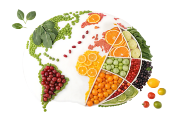 globe made from fresh food items celebrating world PNG Image