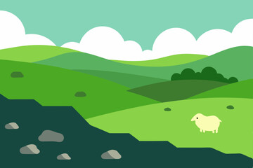 windswept highlands with grazing sheep 