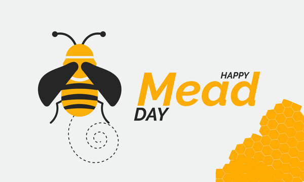Happy Mead Day celebration background, honey wine festival concept, use for banner, card, poster, and event design template