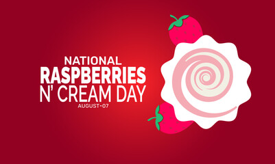 National Raspberries N’ Cream Day celebration background, sweet dessert theme, use for banner, card, poster, and social media design