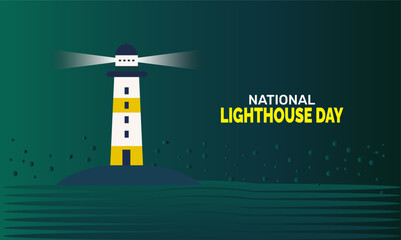 National Lighthouse Day background template, maritime and navigation concept, use for banner, social media, poster, placard,card,  flyer design and event promotion