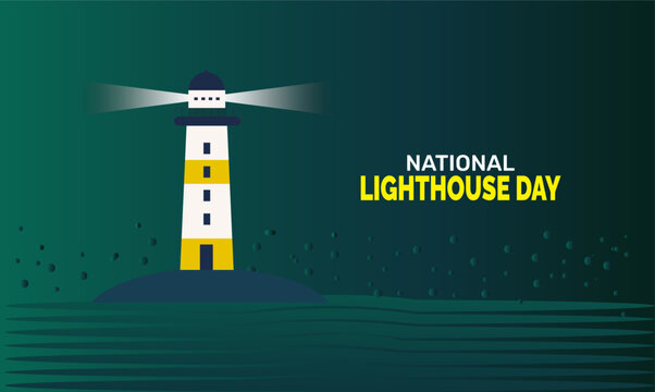 National Lighthouse Day background template, maritime and navigation concept, use for banner, social media, poster, placard,card, flyer design and event promotion