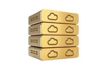  gold cloud server stack icon PNG Image