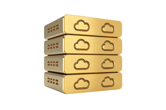  gold cloud server stack icon PNG Image