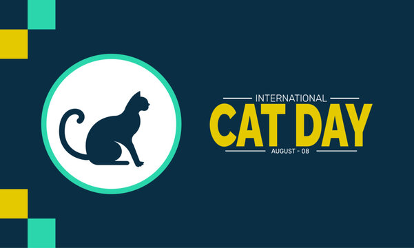 International Cat Day background template, cdomestic animal concept, use for banner, greeting card, poster, and social media design