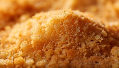 close up of golden breadcrumbs with fine texture and warm tones