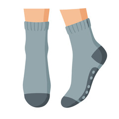 Non-slip socks for elderly people in flat vector on transparent background.