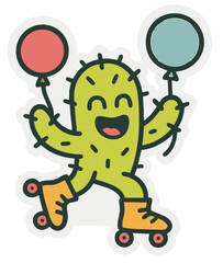 outlandish sticker of a giggling cactus