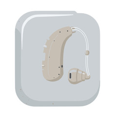 Image of hearing aid in silicone shockproof case. Flat vector style on transparent background.