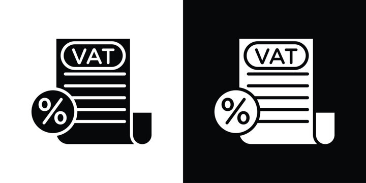 Value added tax VAT icon. Black and white silhouette. Icon vector