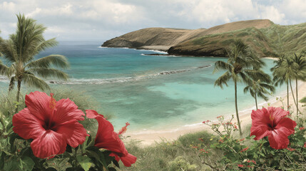 capture vibrant essence of hawaiis exotic flora and fauna showcasing lush greenery and rich colors that define this