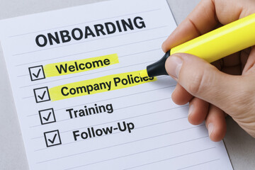A checklist emphasizing key onboarding elements such as welcoming company guidelines training and follow-up ensures efficient integration