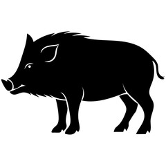Obraz premium Wild Boar Silhouette Vector Illustration of a Pig