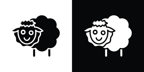 Fototapeta premium Sheep icon. Black and white silhouette. Icon vector