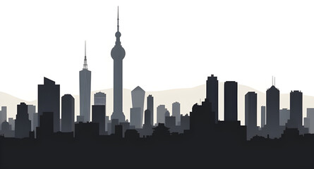 Obraz premium city lights illustration, city background, metropolitan vector, city night view, urban skyline, city silhouette, skyline outline, city architecture, buildings vector, urban design, city panorama, city