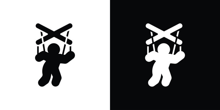 Puppet icon. Black and white silhouette. Icon vector