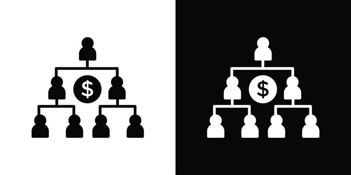 Ponzi scheme icon. Black and white silhouette. Icon vector