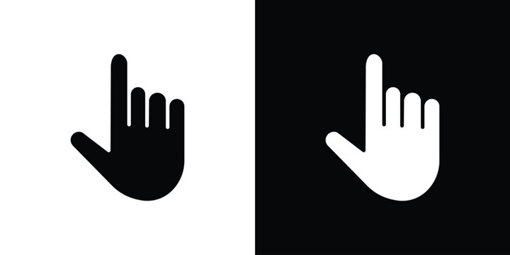 Pointing hand icon. Black and white silhouette. Icon vector