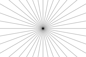 Black Line Sunburst Pattern on White Background with Radial Retro Rays. Bg. Wallpaper. Vector Illustration 