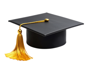 Classic Graduation Cap Isolated on White with Golden Tassel