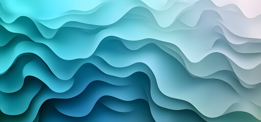 Fototapeta premium Abstract blue waves background with papercut effect, modern design for banners and presentations