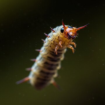 Menacing Dobsonfly Larva Macro in Stream: High Detail 8k Natural Forest Shot.