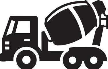 simple concrete cement mixer truck silhouette