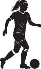 Obraz premium Women's Soccer Player Dribbling Ball Silhouette 