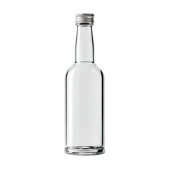 Clear glass miniature bottle with metal cap