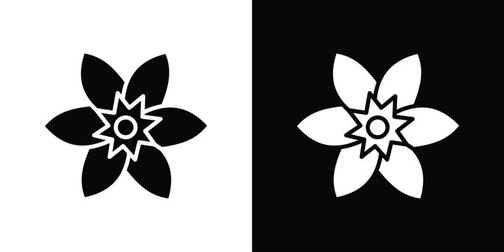Daffodil icon. Black and white silhouette. Icon vector