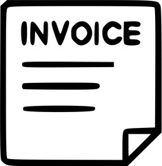 A simple black and white line drawing of an invoice document with text and lines.