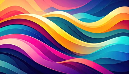 Abstract Gradient Wavy Stripes In Modern Fluid Background With Multicolor Waves And Detailed Design