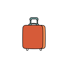 red suitcase on white background