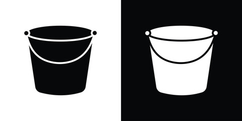 Bucket icon. Black and white silhouette. Icon vector
