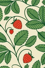 Strawberry leaves pattern nature fruit © Anisa283