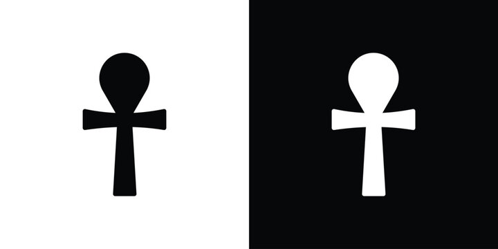 Ankh icon. Black and white silhouette. Icon vector