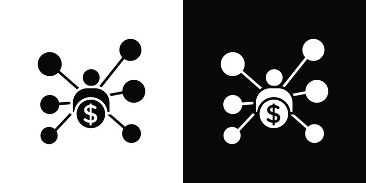 Affiliate marketing icon. Black and white silhouette. Icon vector